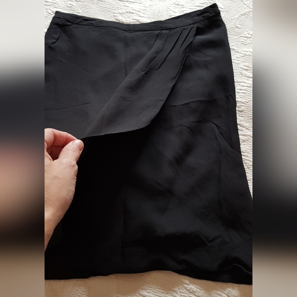 Country Road 100% silk black mini skirt flounce trim - Picture 3 of 8